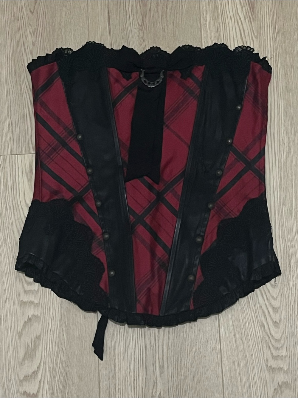 RARE VINTAGE Lip Service Step In Time Westing Manor Red Plaid Sateen Corset, M